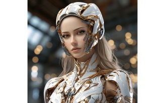 Close-up anthropomorphic Female robot Frostpunk Portraiture 115