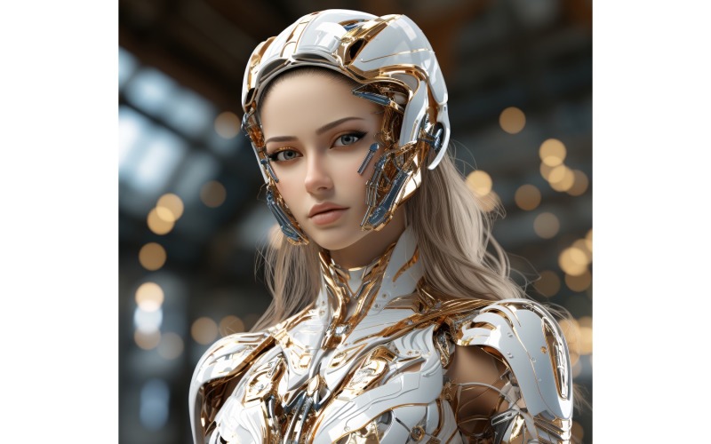 Close-up anthropomorphic Female robot Frostpunk Portraiture 115 Illustration