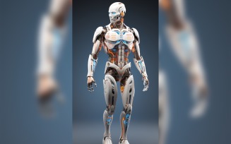 Close-up anthropomorphic Female robot futuristic Cyberpunk 103