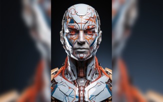 Close-up anthropomorphic Female robot futuristic Cyberpunk 105