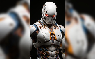 Close-up anthropomorphic Female robot futuristic Cyberpunk 109