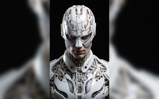 Close-up anthropomorphic Female robot futuristic Cyberpunk 113
