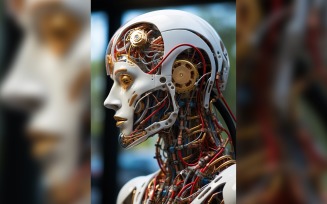 Close-up anthropomorphic Female robot futuristic Cyberpunk 118