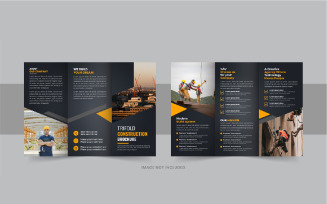 Construction trifold brochure or home renovation trifold brochure design template