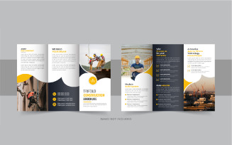 Construction trifold brochure or home renovation trifold brochure layout