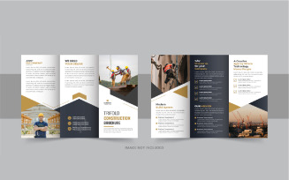 Construction trifold brochure or home renovation trifold brochure template design