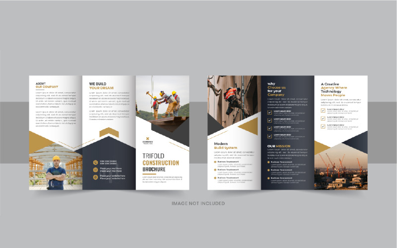 Construction trifold brochure or home renovation trifold brochure template design Corporate Identity