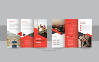 Construction trifold brochure or home renovation trifold brochure template layout