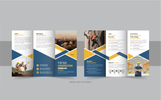 Construction trifold brochure or home renovation trifold brochure template