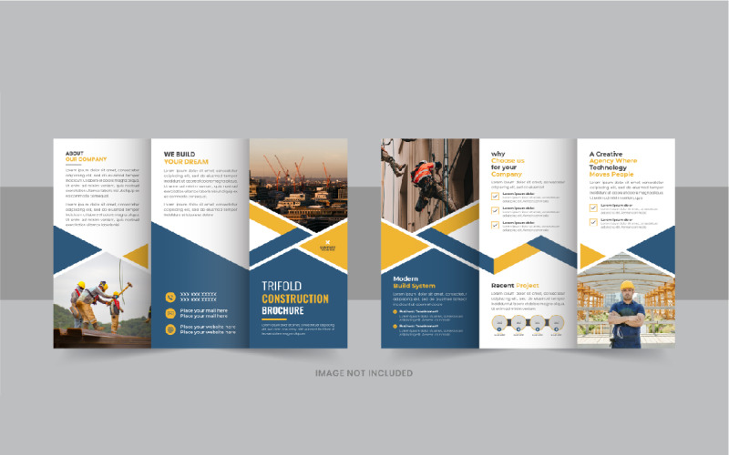 Construction trifold brochure or home renovation trifold brochure template Corporate Identity