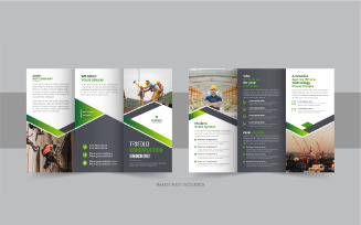 Construction trifold brochure or home renovation trifold brochure template design layout