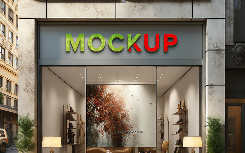 3d facade sign logo mockup psd restaurant building Product Mockup