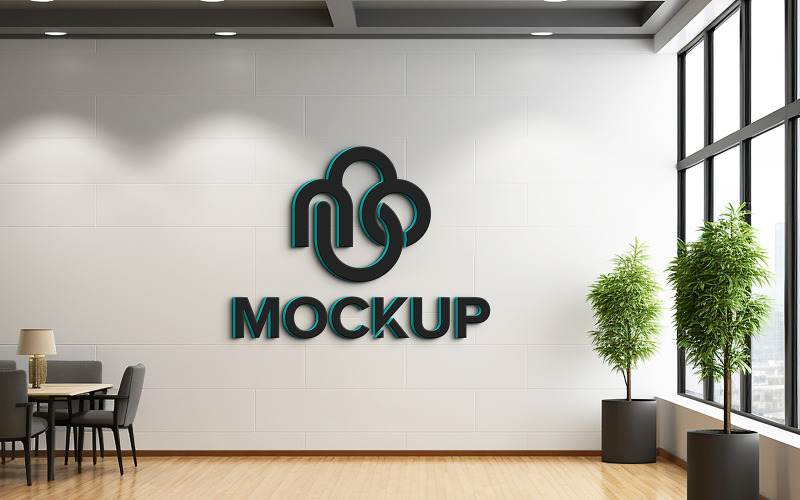 Indoor realistic wall logo mockup 3d Product Mockup