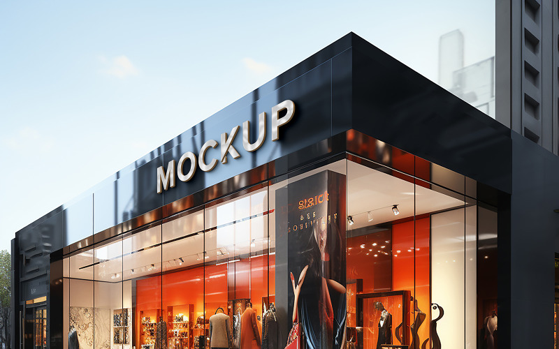 Logo shop sign mockup realistic black store sign3d Product Mockup
