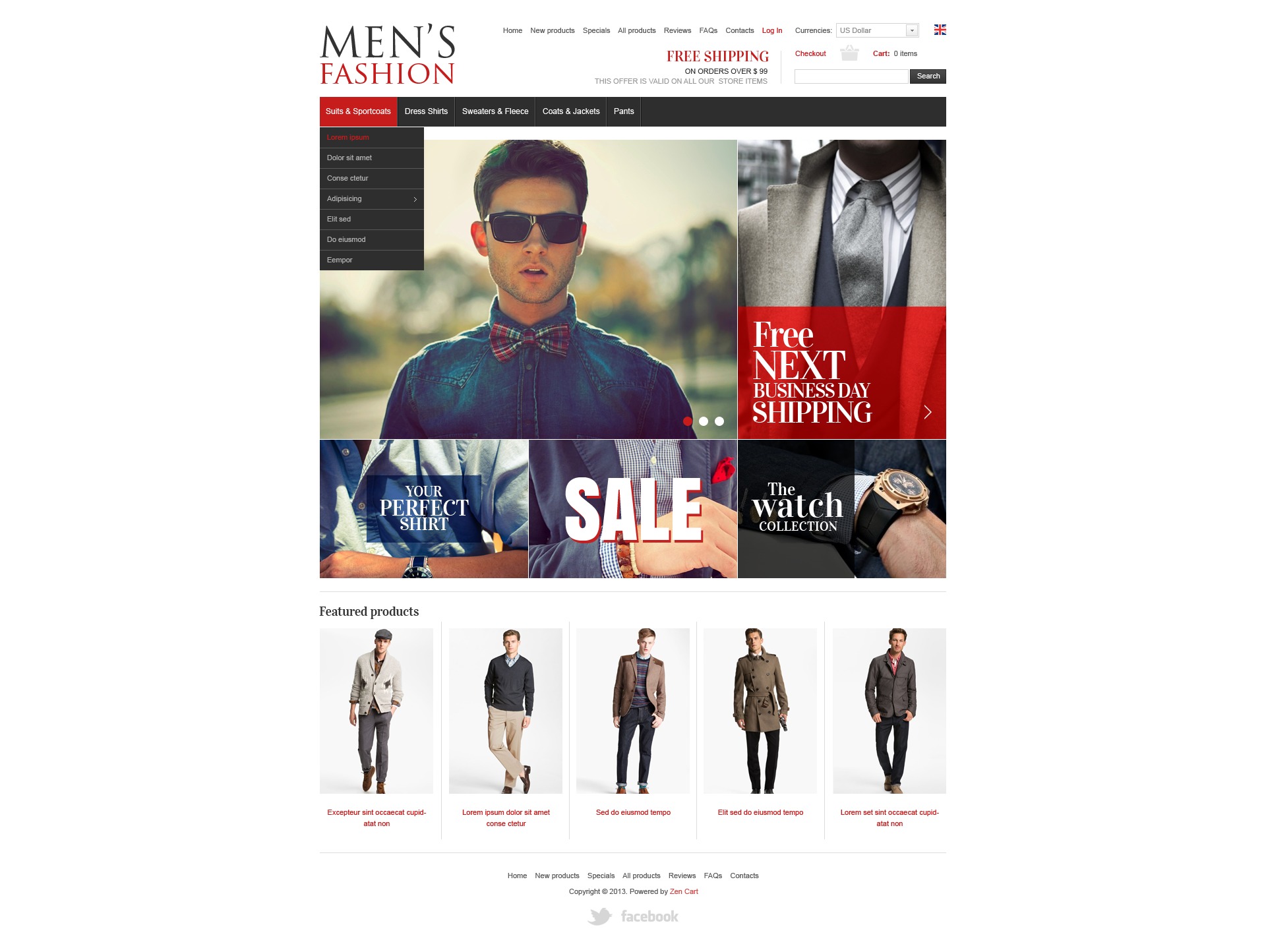 Plantilla ZenCart "Men's Clothes" #42061 - captura de pantalla