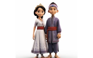 Boy & Girl couple world Races in traditional cultural dress 65