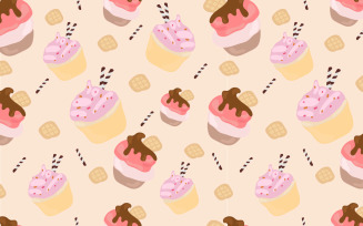 Waffle Cupcake Seamless Pattern