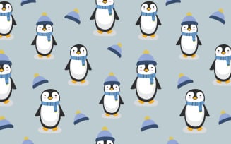 Winter Penguin Seamless Pattern