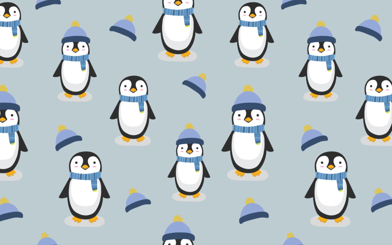 Winter Penguin Seamless Pattern