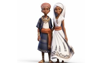 Boy & Girl couple world Races in traditional cultural dress 100