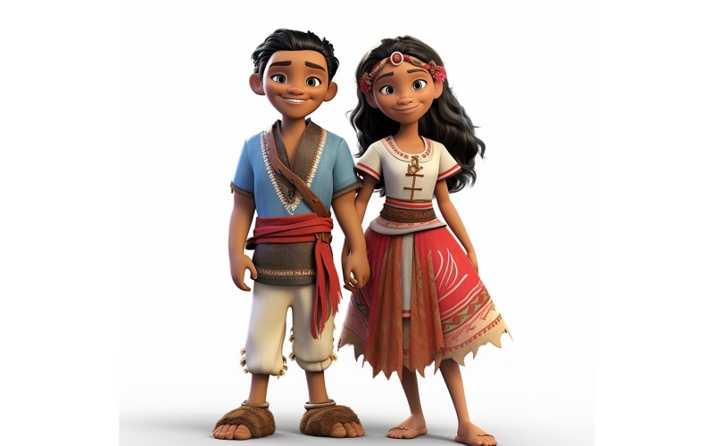 Boy & Girl couple world Races in traditional cultural dress 99 Illustration
