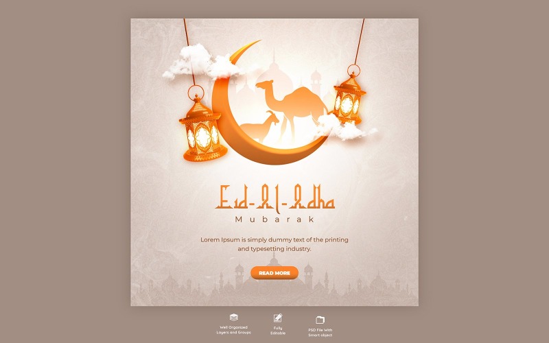 Eid Al Adha Mubarak Social Media Template