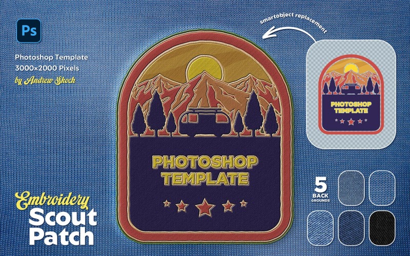 Embroidery Patch - Photoshop Mockup Illustration