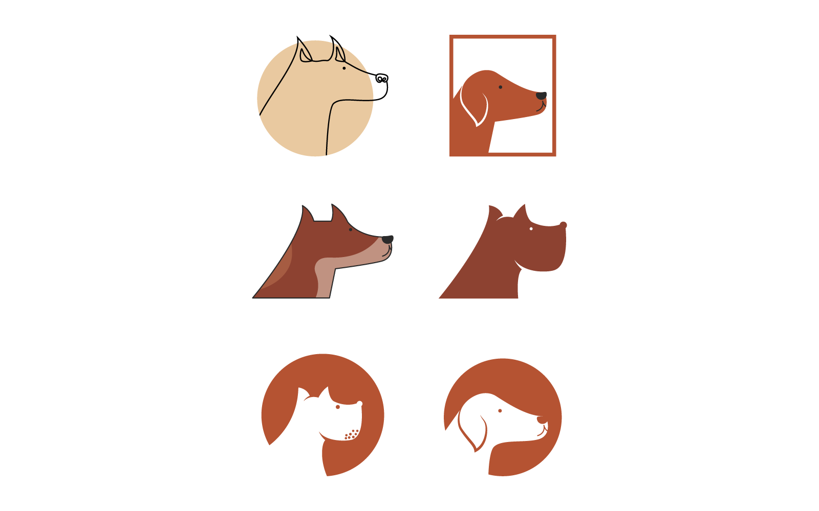 Hundekopf-Logo, Vektor-Flachdesign