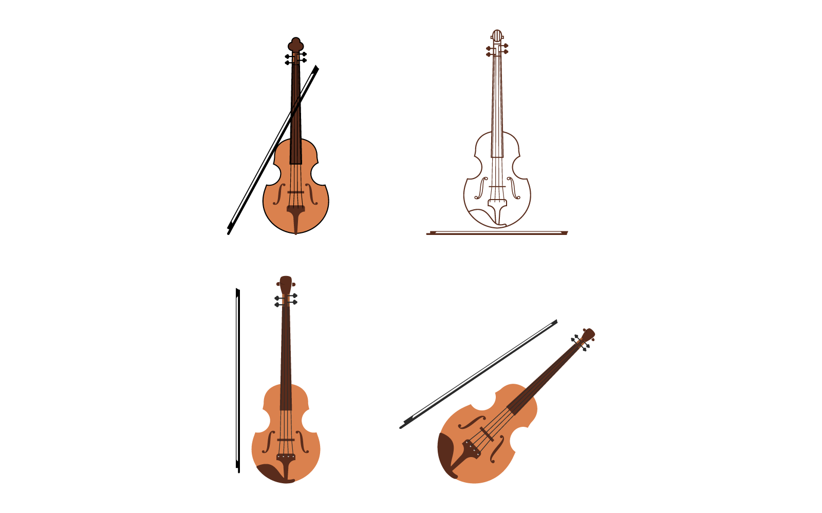 Ilustración de violín vector diseño plano eps 10