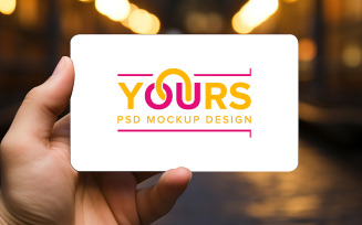 Person holding visit card mock-up in hand