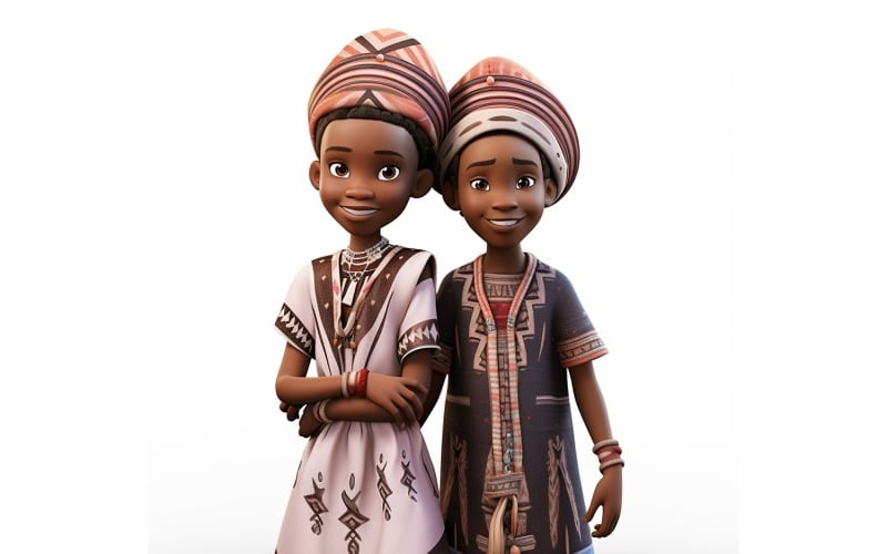 Boy And Girl Couple World Races In Traditional Cultural Dress 104 Illustration