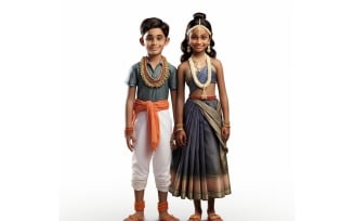 Boy And Girl Couple World Races In Traditional Cultural Dress 136