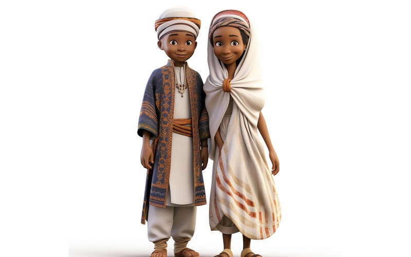 Boy And Girl Couple World Races In Traditional Cultural Dress 142 Illustration