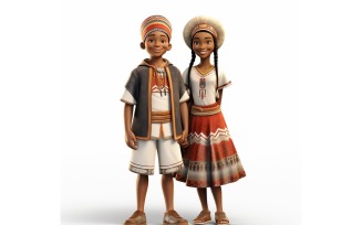 Boy And Girl Couple World Races In Traditional Cultural Dress 143