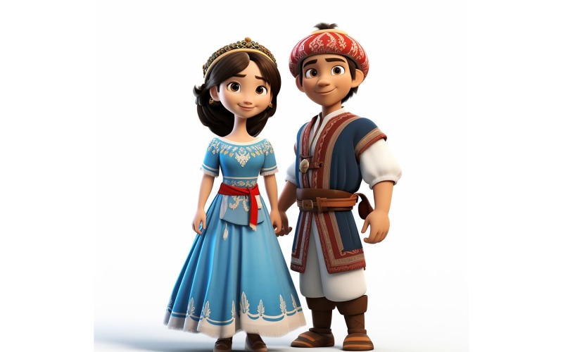 Boy And Girl Couple World Races In Traditional Cultural Dress 158 Illustration
