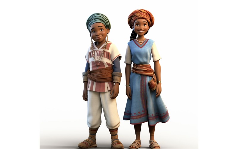 Boy And Girl Couple World Races In Traditional Cultural Dress 184 Illustration