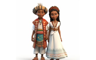 Boy And Girl Couple World Races In Traditional Cultural Dress 186