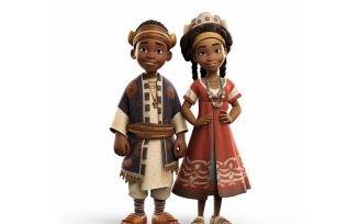 Boy And Girl Couple World Races In Traditional Cultural Dress 187