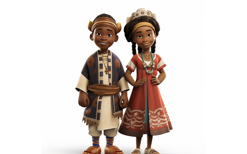 Boy And Girl Couple World Races In Traditional Cultural Dress 187 Illustration