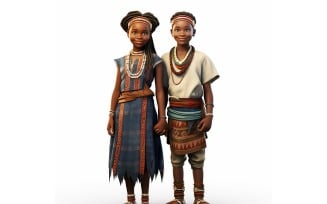 Boy And Girl Couple World Races In Traditional Cultural Dress 195