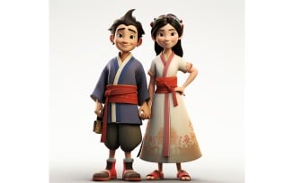 Boy And Girl Couple World Races In Traditional Cultural Dress 202