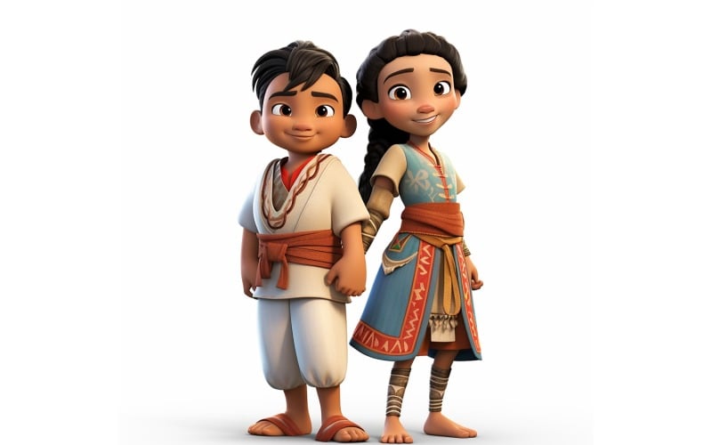 Boy And Girl Couple World Races In Traditional Cultural Dress 208 Illustration