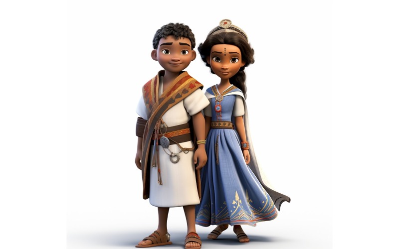 Boy And Girl Couple World Races In Traditional Cultural Dress 212 Illustration