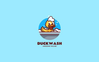 Duck Wash Mascot Cartoon Logo