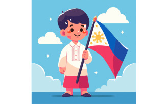 Hand Drawn Philippines Independence Day with Flag Illustration