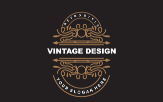Retro Vintage Design Minimalist Ornament Logo V17