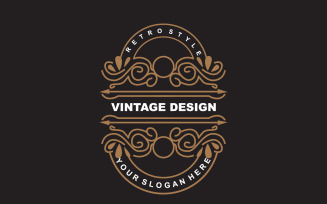 Retro Vintage Design Minimalist Ornament Logo V18