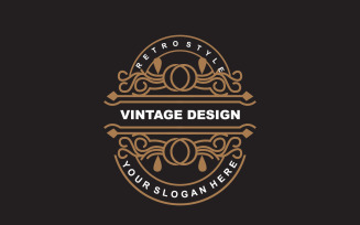 Retro Vintage Design Minimalist Ornament Logo V19