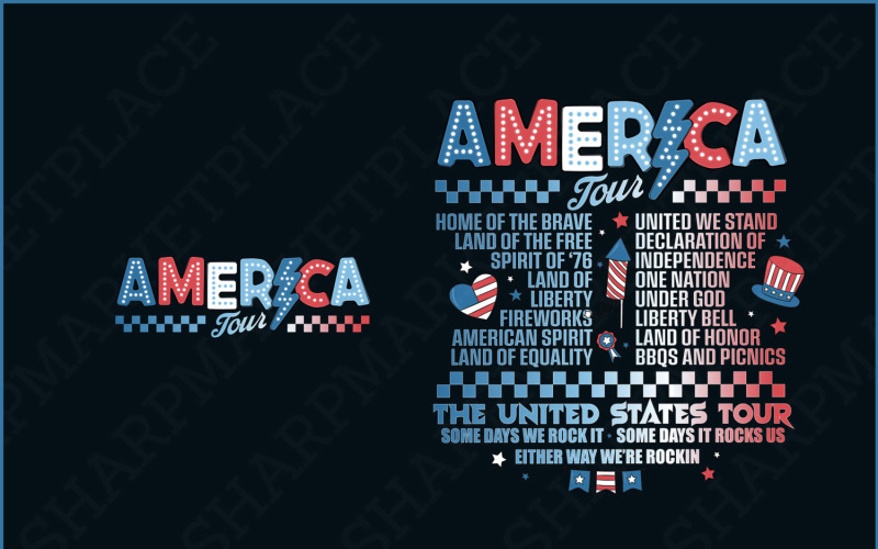 America Tour png, 4th of July Png, 1776 Independence Day Png, America Png, USA Png, American Flag Illustration