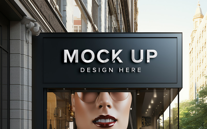 Branding facade sign logo mockup beauty parlour front sign mockup Product Mockup